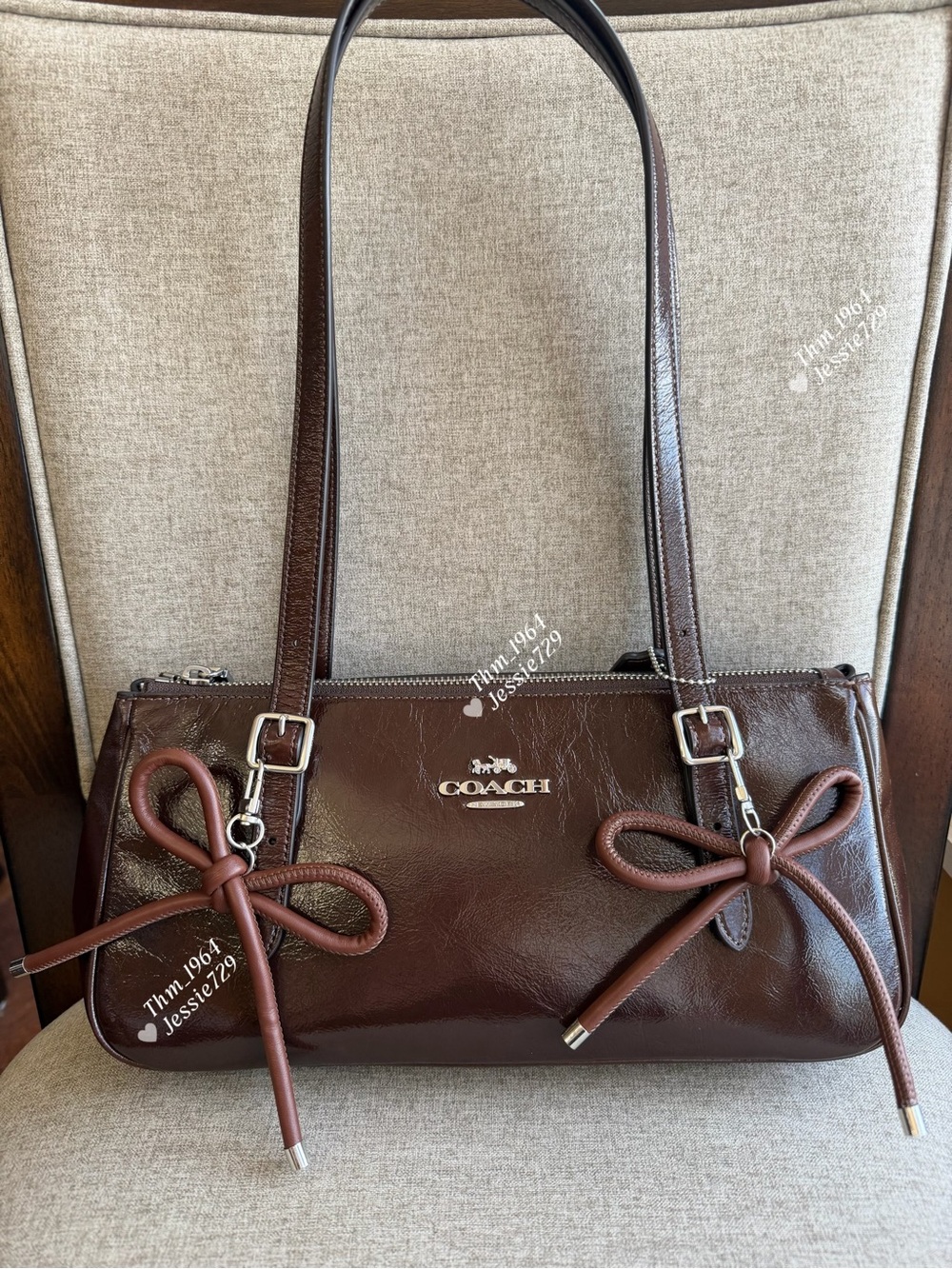 ‼️last two‼️NWT！3PCS Coach Asher Shoulder Bag（CBJ05）Silver/Maple fast shippping